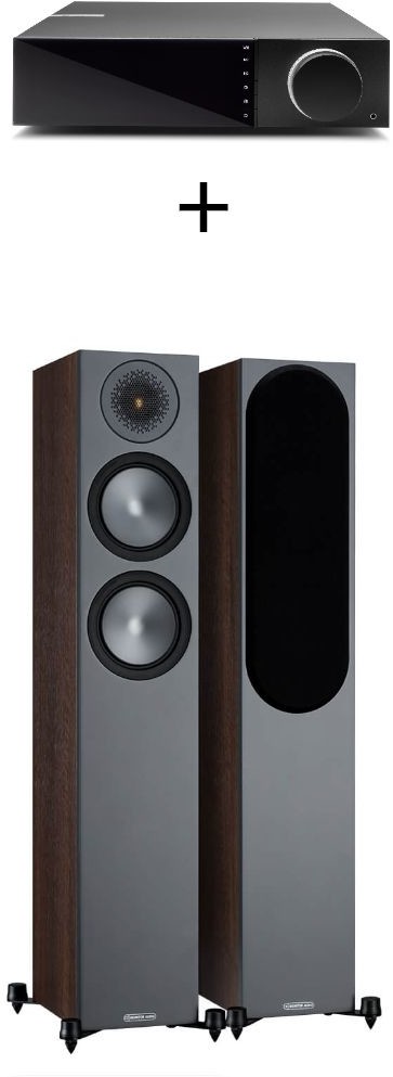 PROMO Zestaw kolumn Monitor Audio Bronze 200 + wzmacniacz strumieniowy Cambridge EVO 75 Kolor: Orzech