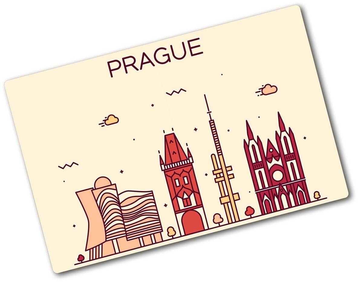Deska kuchenna szklana Praga budynki Mapy i flagi