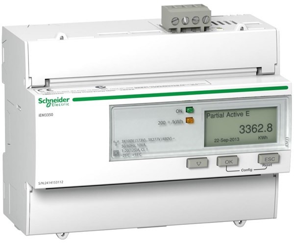 SCHNEIDER 3 phase 125a kwh meter mid approved modbus and digital disp A9MEM3350