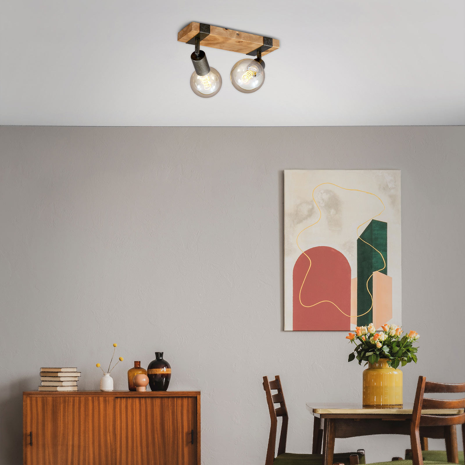 Briloner Lampa sufitowa Wood Basic, 2-punktowa