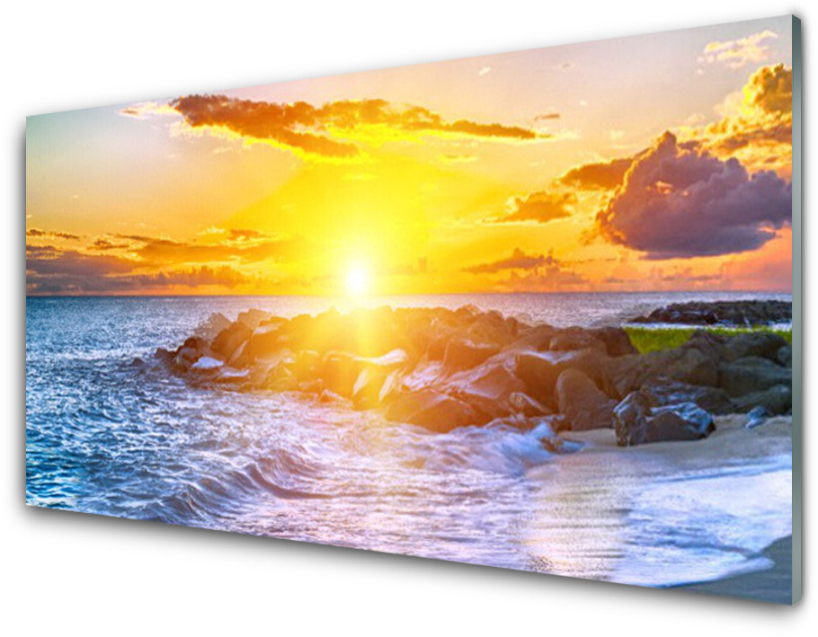 Tulup.pl Panel Szklany Zachód Słońca Morze Wybrzeże 100x50cm