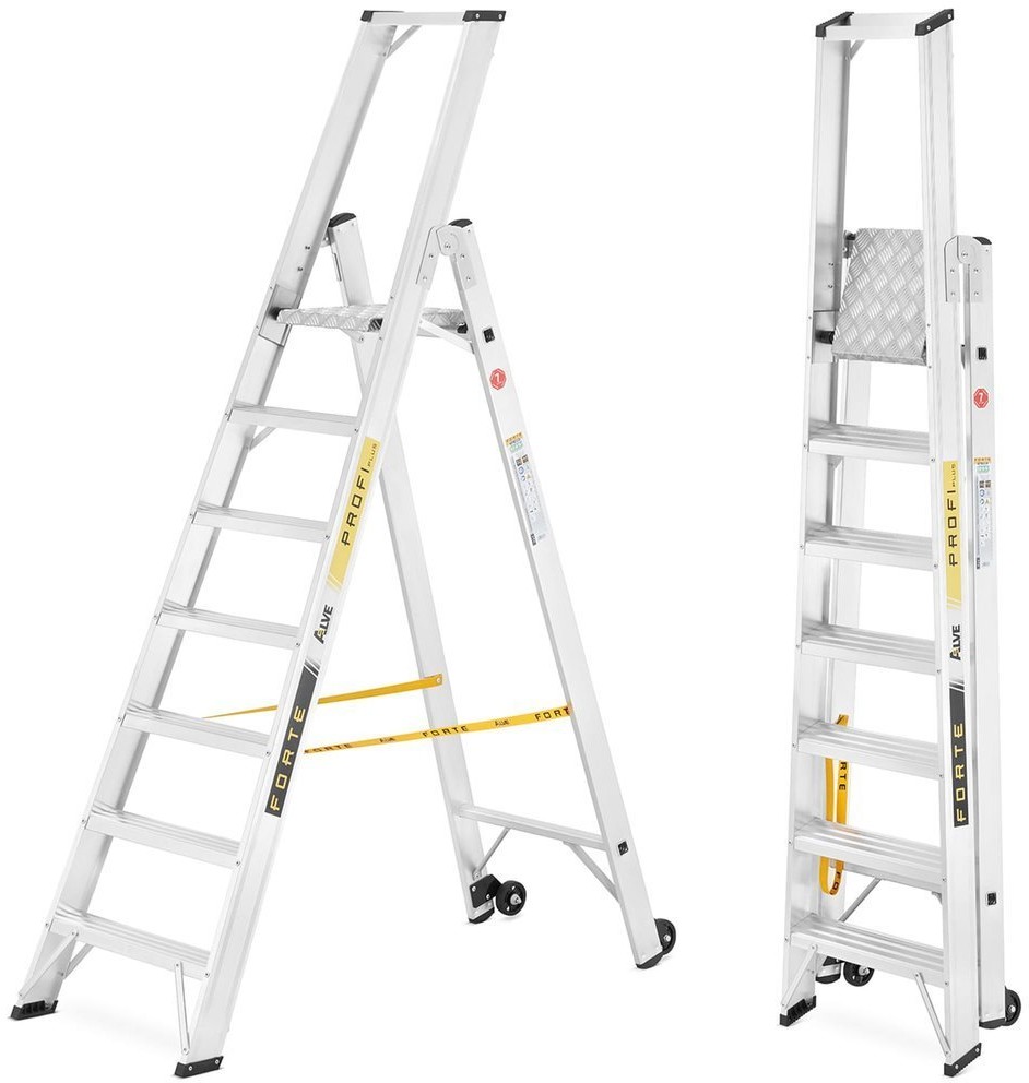 ALOSS 996 99675097 Drabina montażowa jednostronna z dwoma kółkami wysokość robocza 3,48m) 75097-uniw