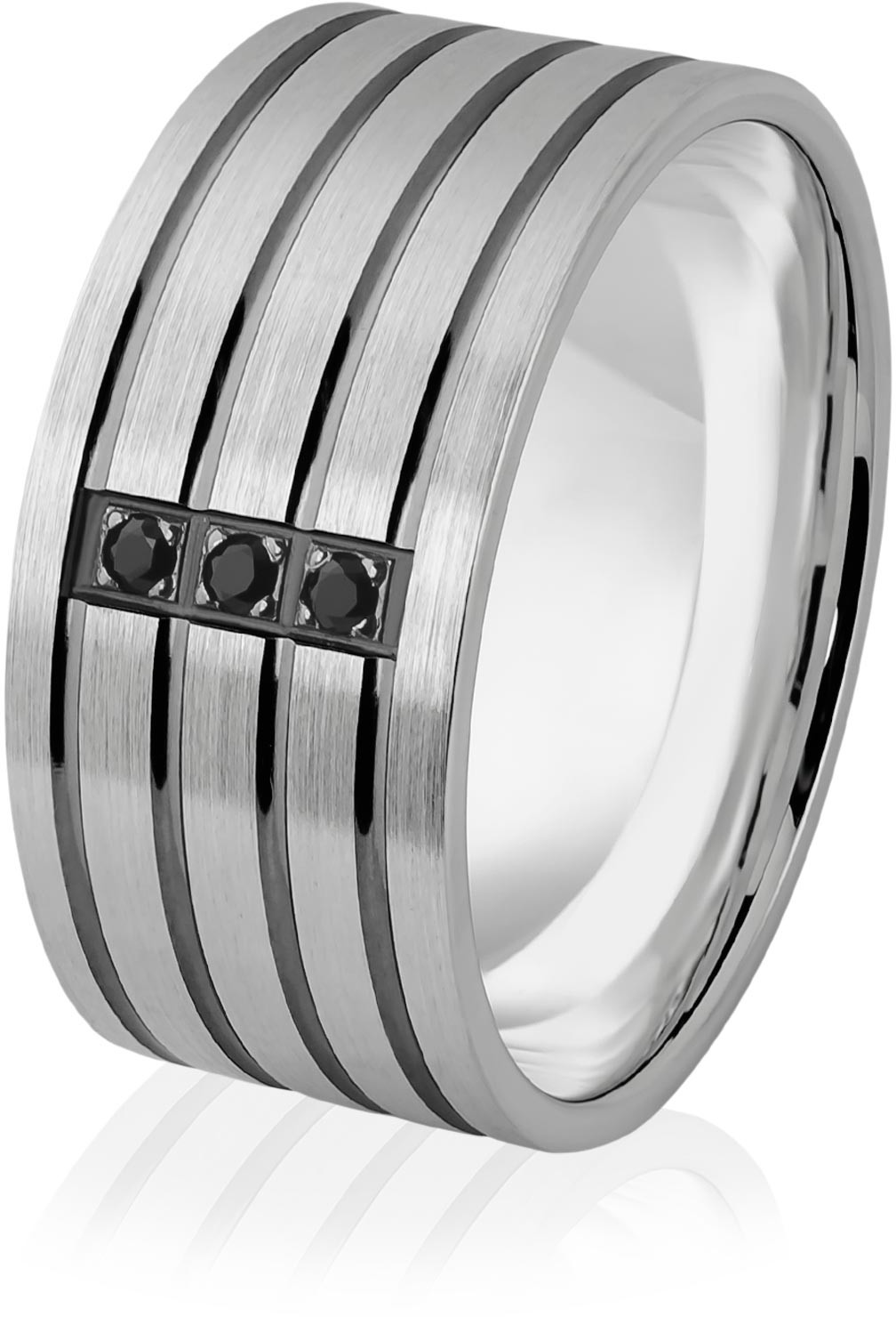 Eminence Obrączka srebrna męska z czarnymi cyrkoniami - wzór Ag-382 Ag-382