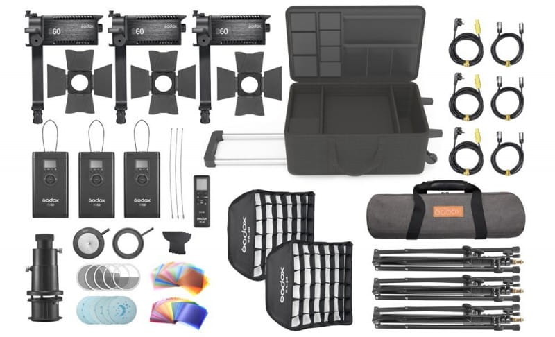 Godox Zestaw 3 lampy + akcesoria Godox S60-D