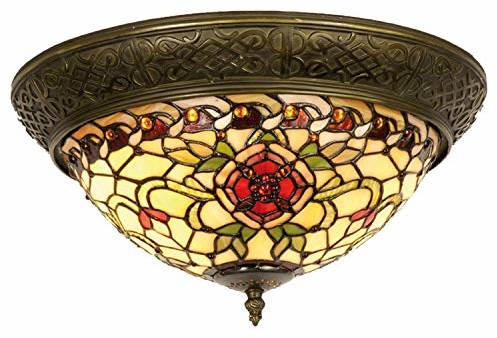 ART Lumilamp Lumilamp 5LL-5356 lampa sufitowa lampa sufitowa czerwona róża w stylu Deco Tiffany 38 * 19 cm 2X E14 max 40W dekoracyjne kolorowe szkło Tiffany styl ręczne wykonanie klosz szklany 5LL-5356