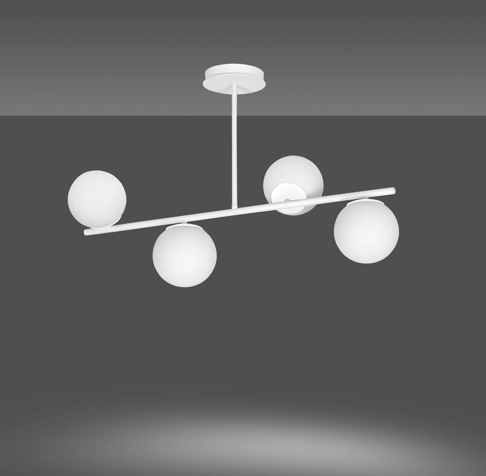 EULUNA Lampa sufitowa Kabo, 1 ramię, biała, 4-punktowa