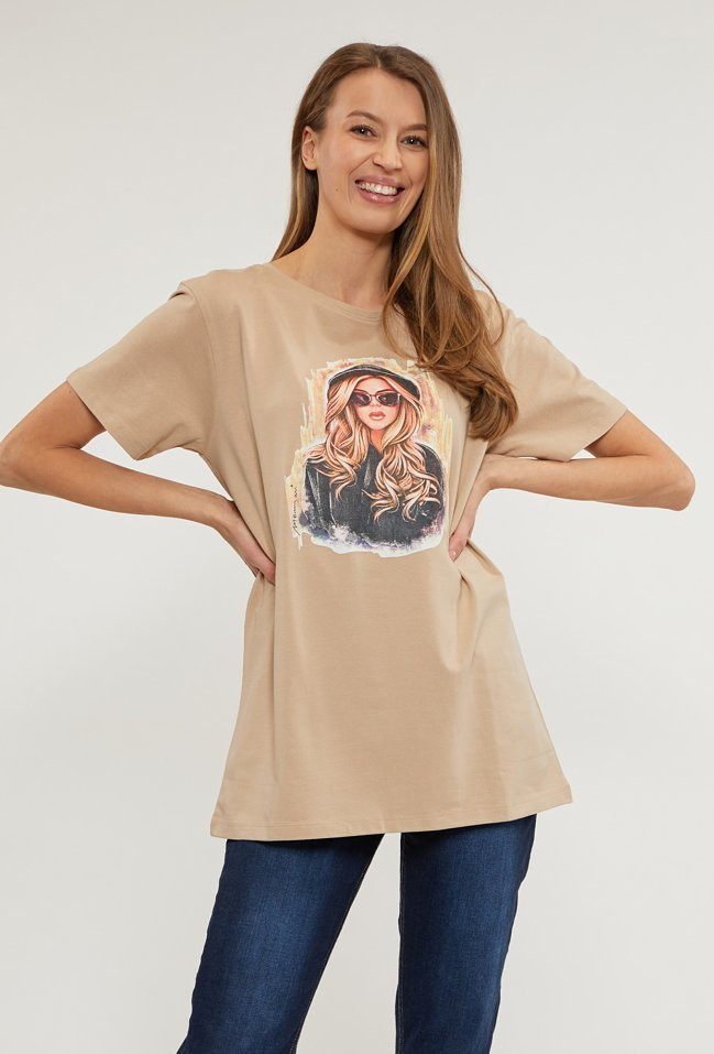 Monnari Oversizowy t-shirt z nadrukiem -