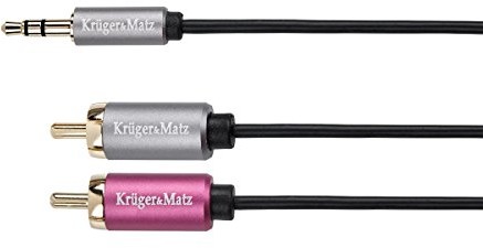 Krüger& Matz Krüger & Matz km0309 kabel cinch stereo jack 3,5 MM na 2 X cinch, 1 m Szary/fioletowy KM0309