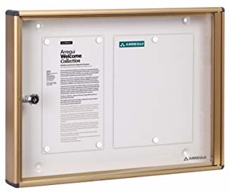 ARREGUI Arregui PAN-46 kasetka z aluminium i metaakrylanu, skrzynka na informacje, zamykana, wewnętrzna magnetyczna, 2 arkusze DIN A4, złoty, 35 x 48 x 5 cm Arregui PAN-46