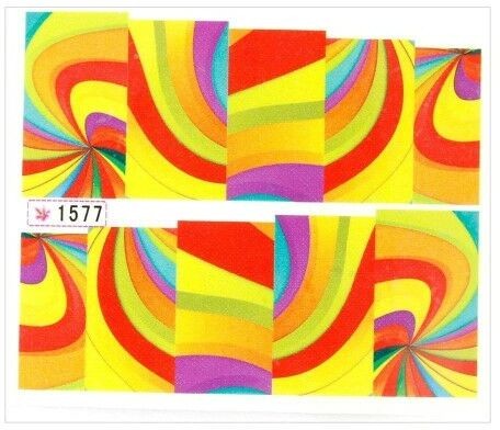 Allepaznokcie Naklejki wodne do paznokci arkusz 6,5 x 5,5 cm na 10 palców Nr 1577