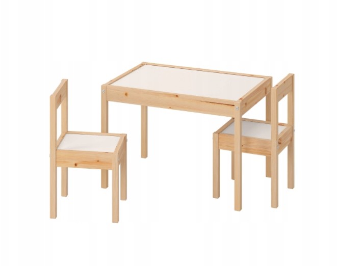 Ikea Latt Stolik dziecięcy i 2 krzesła biały/sosna