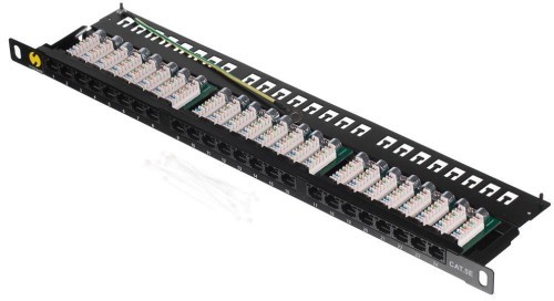 NetRack Patch panel 19'' 24-porty kat. 5e UTP, 0,5U/1U z półką 104-10