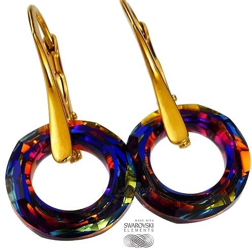 Swarovski kolczyki ZŁOTE SREBRO Certyfikat VOLCANO