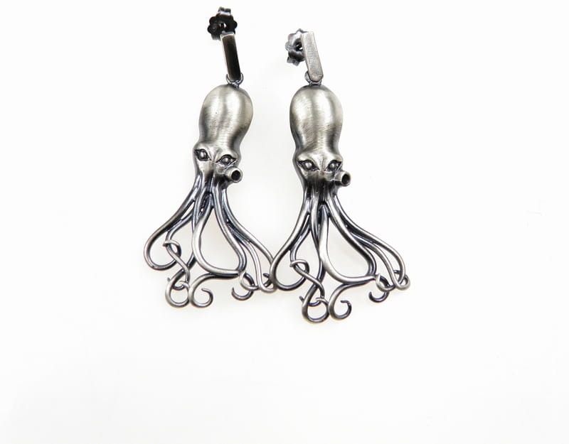 Venus Galeria Kolczyki na sztyftach z Ośmiornicą szare