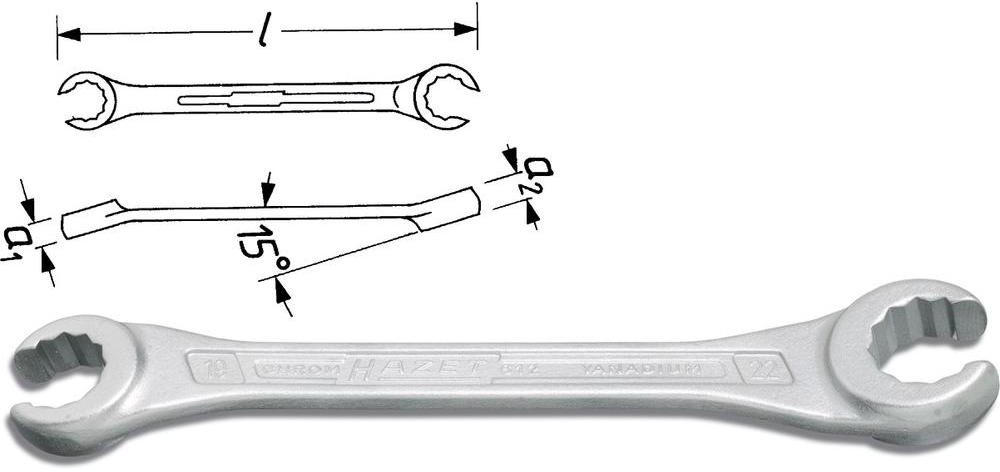 Hazet Klucz płaski podwójny profilowanyHAZET Klucz oczkowy dwustronny otwarty 612-24X27 260 mm