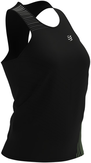 Compressport Koszulka biegowa damska PERFORMANCE SINGLET czarno-zielona