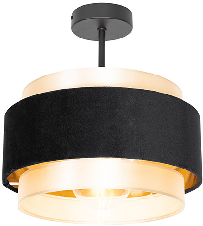 QAZQA Nowoczesna lampa sufitowa czarno-złota - Elif