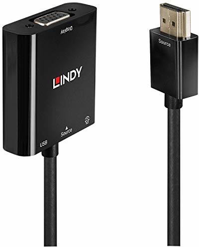 Lindy konwerter HDMI-VGA, 0,1 m, Czarny czarny
