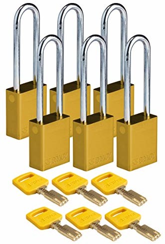 Brady Brady SafeKey Lockout kłódka aluminiowa Ylw 7,6 cm stal trzon klucz inny 6 szt 754473611606