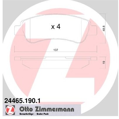 ZIMMERMANN Zestaw klocków hamulcowych, hamulce tarczowe 24465.190.1