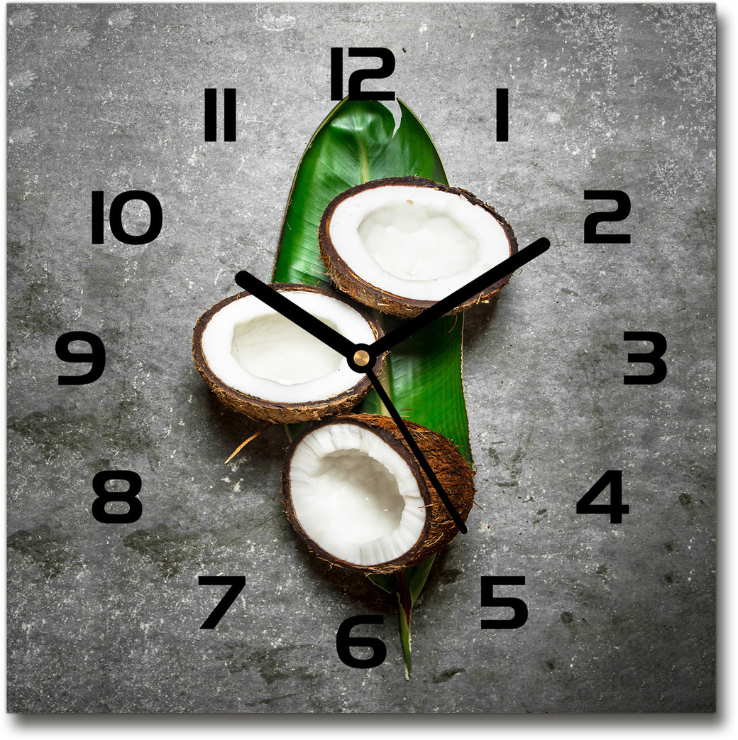 Zegar szklany kwadratowy Połówki kokosu