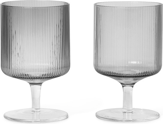 Ferm Living Kieliszki do wina Ripple 2 szt. przydymione 100489112
