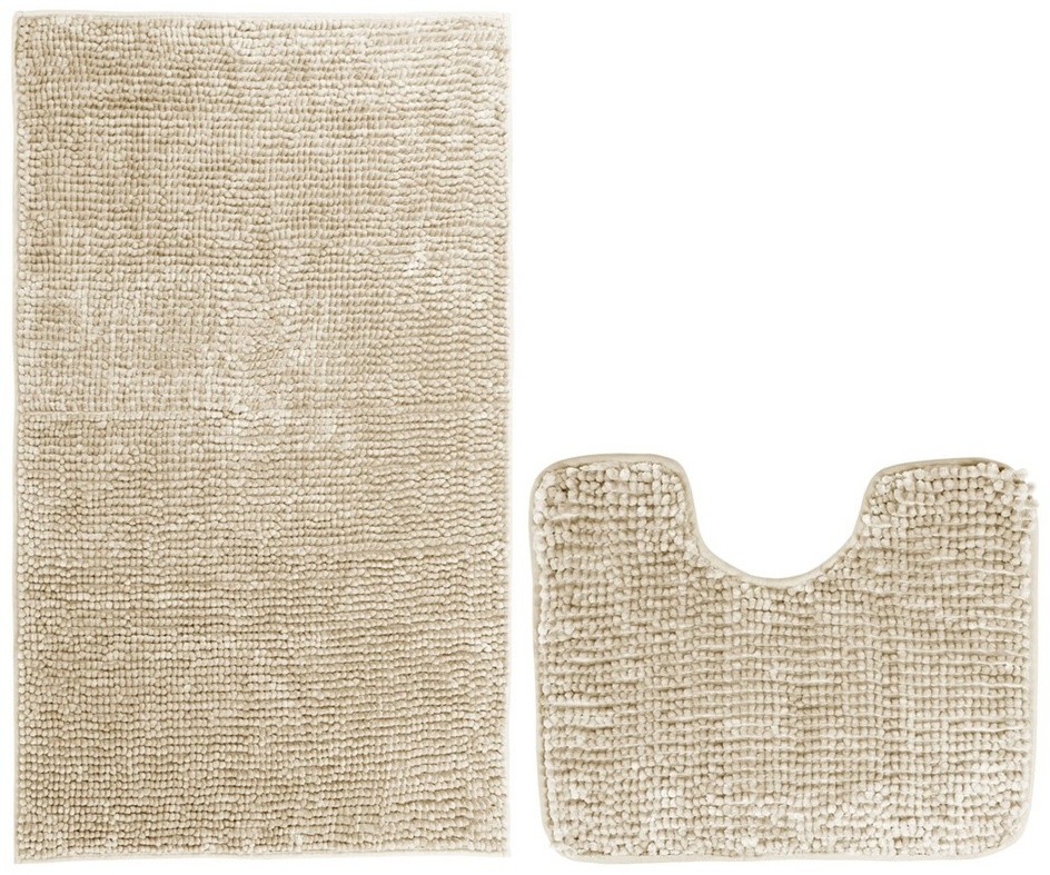 AmeliaHome Komplet dywaników łazienkowych Bati beżowy, 2 szt. 50 x 80 cm, 40 x 50 cm