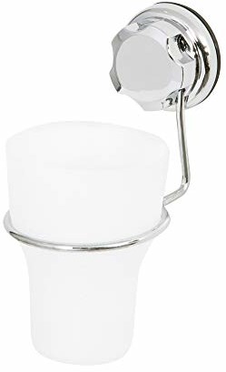 Compactor Bath ran7807 szkło do szczoteczki do zębów stal lakierowana żywica epoksydowa srebrne 8 x 11 x 15,5 cm