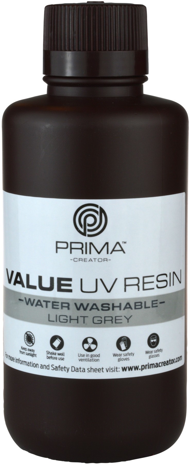 PrimaCreator Żywica do drukarki 3D - PrimaCreator Value Water Washable UV Resin 500 ml - Light Grey PCR-18265