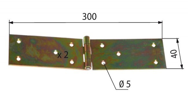 Zawiasa budowlana 300x40x1,8 mm ocynk żółty