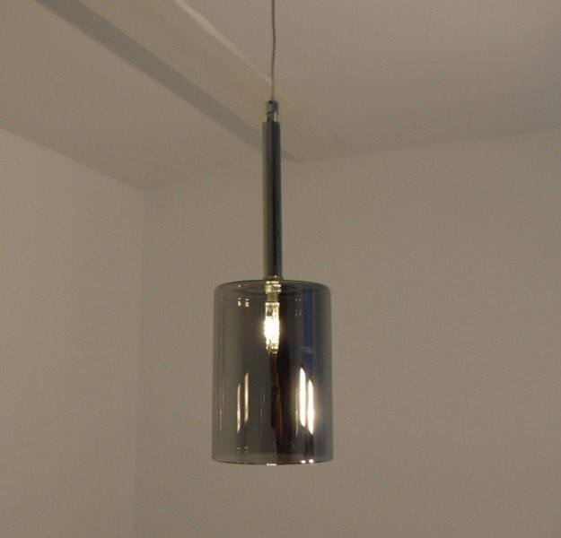 Phenomena light Pojedynczy zwis Grey GLASS G4 szara + LED - szary