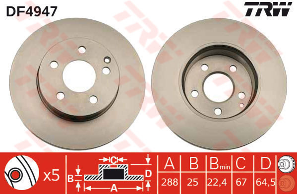 TRW Tarcza hamulcowa DF4947