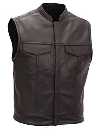 Australian Bikers Gear Kamizelka Australian bikers Gear motocykl  skórzana  czarna SOA Sons of Anarchy Style EU 56 (3 X L) LV1010-3XL