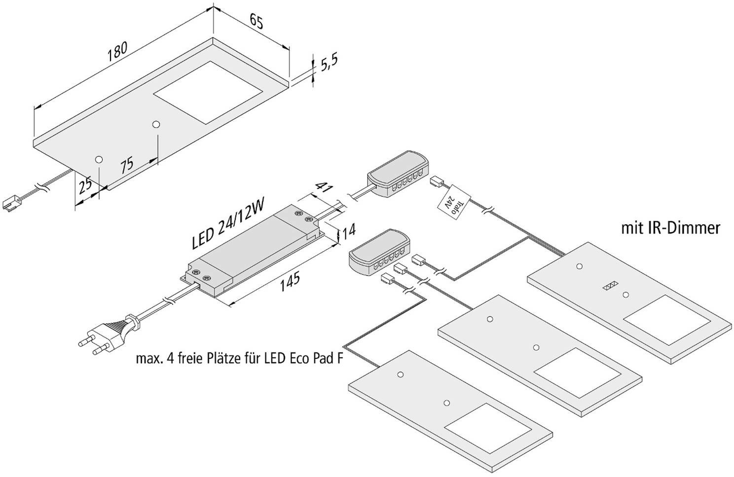 HERA Oprawa podszafkowa LED Eco-Pad F 3x 4 000 K czarna