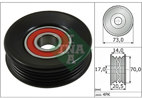 INA Rolka napcza, pasek klinowy wielorowkowy 531 0853 10
