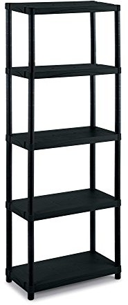 Terry 3060/5, modułowy regał z 5 wkładanymi półkami, nadaje się do użytku wewnątrz i na zewnątrz. Kolor: czarny, materiał: tworzywo sztuczne, wymiary: 60 x 30 x 174 cm, 60 x 30 x 165 cm