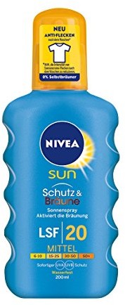 Nivea Sun Spray, współczynnik ochrony przeciwsłonecznej 20, butelka z rozpylaczem, ochrona przeciwsłoneczna i Garbnik, 200 ML 85442-01000-18