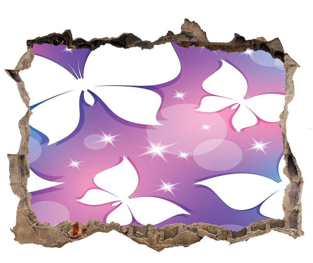 Wallmuralia.pl Dziura 3d fototapeta ścienna Naklejka Motyle