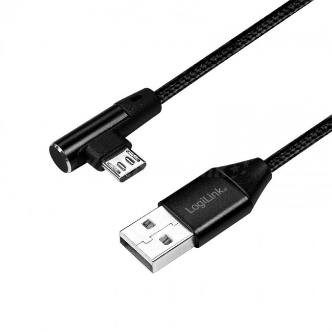 LogiLink micro USB 1.0m kątowy czarny CU0142