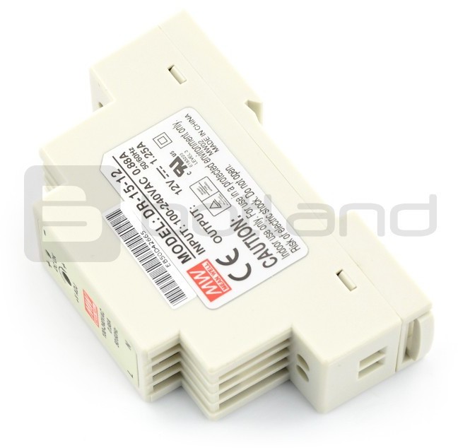 Zasilacz Mean Well DR-15-12 na szynę DIN - 12V / 1,25A / 15W ZAS-05841