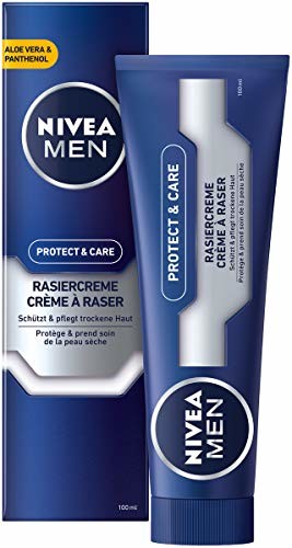 Nivea Men Men Protect & Care krem do golenia w opakowaniu (1 x 100 ml), z kremową pianką zapewniającą delikatne golenie, delikatny dla skóry krem do golenia dla mężczyzn 81772-01000-19