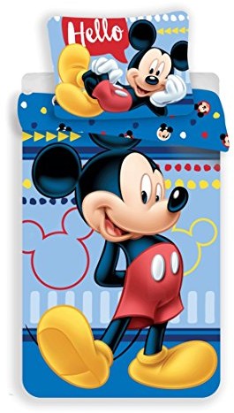 Jerry Fabrics Mickey & Friends Character dziecięca pościel z zamkiem błyskawicznym poszewka na kołdrę 140 x 200 cm i poszewki na poduszkę 70 x 90 cm, bawełna, Multicolored, 200 x 140 x 0.5 cm 17BS290