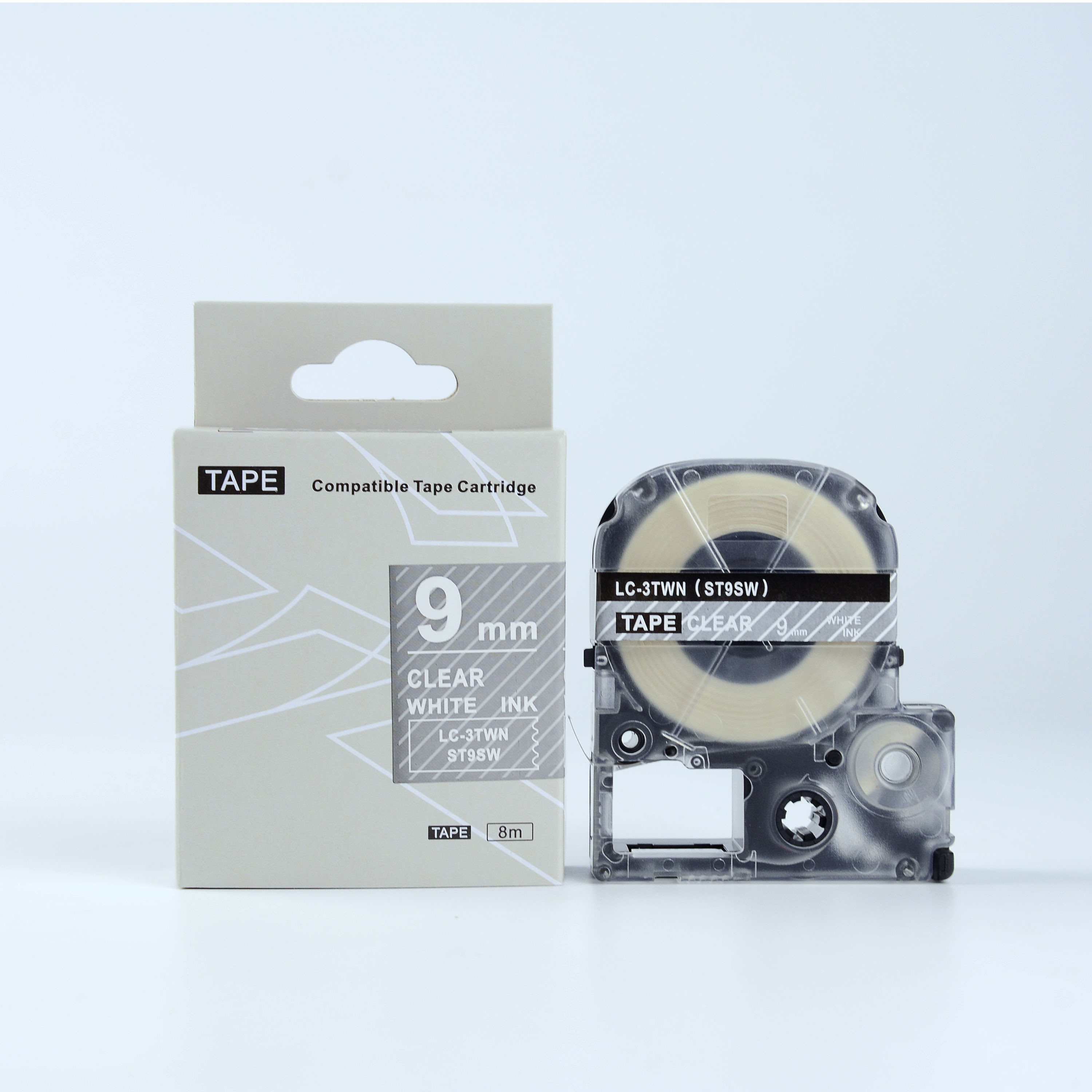 Epson LK-ST9SW, 9mm x 9m, biały druk / przezroczysty podkład, taśma zamiennik