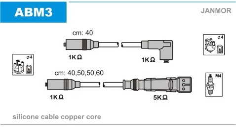 JANMOR Przewody zapłonowe - zestaw ABM3
