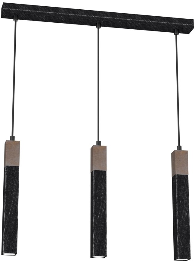 Milagro Lampa wisząca SOLO SAWN BLACK PATINATED WOOD 3x mini GU10 MLP7470