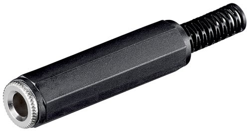 Wentronic Złącze typu jack 6,3 MM Stereo standardowe wykonanie plastikowe wykonanie z ochroną przed zaginaniem, czarny 1X 11070