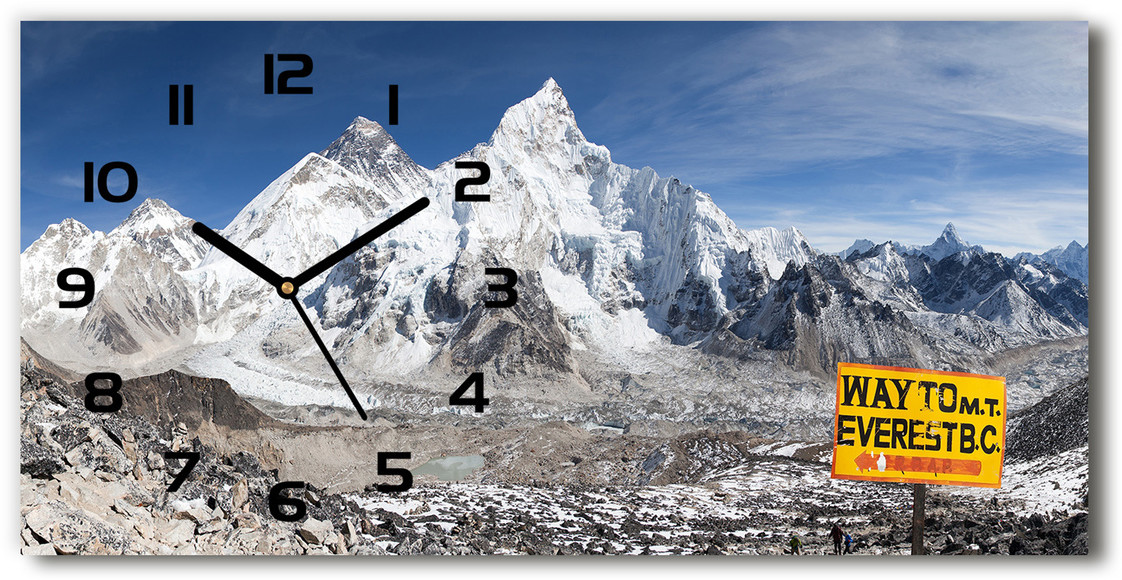 Zegar ścienny szklany cichy Góra Everest