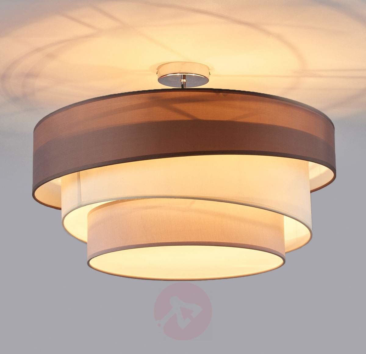 Trzywarstwowa lampa sufitowa Melia, brązowo-szara