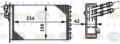 HELLA Wymiennik ciepła, ogrzewanie wnętrza 8FH 351 311-021