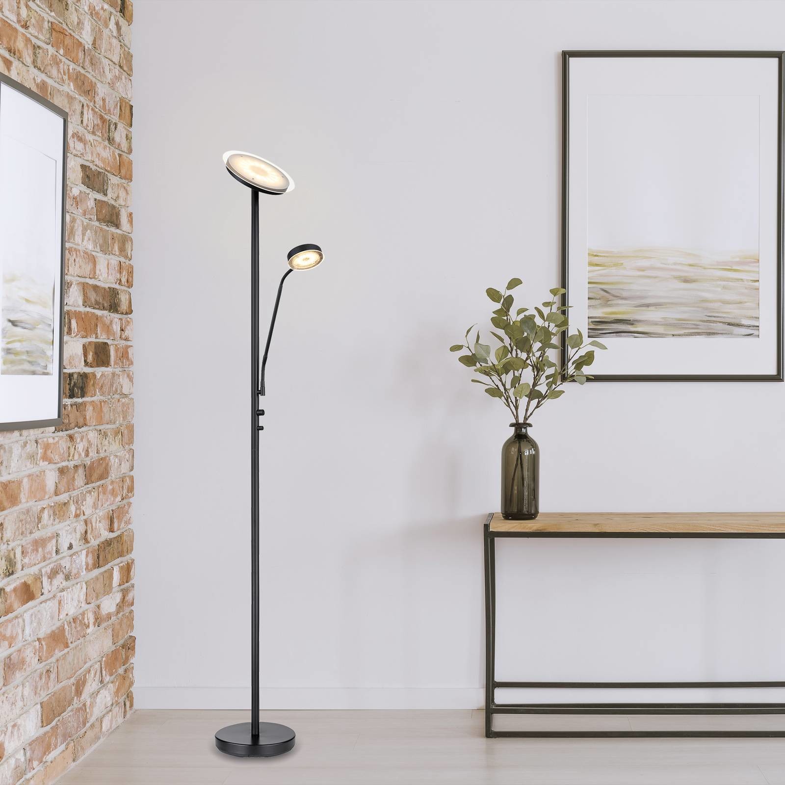 Globo Lighting Lampa stojąca LED Ernst elastyczne ramię, czarna